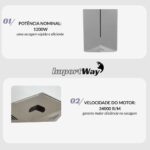 Secador Mãos Profissional Automático 77m/s 1200w Cinza 127v - IWELE039CZ - 5