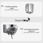Secador De Mãos Profissional Automático 1200w Aço Inox 220v - IWELE042 - 5