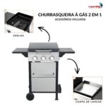 Churrasqueira À Gás 2 Em 1 Chapa Lanche Grelha 3 Queimadores - IWCG024 - 5