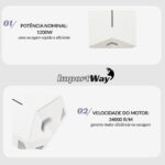 Secador Mãos Profissional Automático 77m/s 1200w Branco 127v - IWELE039BR - 5