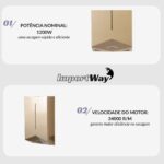 Secador Mãos Profissional Automático 77m/s 1200w Champanhe - IWELE039CH - 5