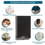 Secador Mãos Profissional Automático 77m/s 1200w Preto 127v - IWELE039PT - 6