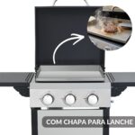 Churrasqueira À Gás 2 Em 1 Chapa Lanche Grelha 3 Queimadores - IWCG024 - 7
