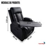 Poltrona Reclinável Com Mesa Função Massagem Aquecimento Preto - IWM007PT - 2