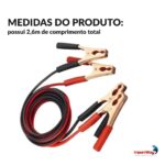 Cabo Chupeta Auxiliar De Partida 2,6m Carro Caminhão Portátil Transferência Bateria - IWMCA025 - 3