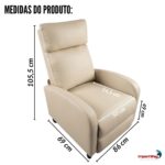 Poltrona Reclinável Com Função Massagem E Aquecimento Bege - IWM008BG - 3