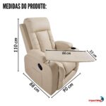 Poltrona Reclinável Com Mesa Função Massagem Aquecimento Bege - IWM007BG - 2
