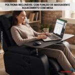 Poltrona Reclinável Com Mesa Função Massagem Aquecimento Preto - IWM007PT - 3