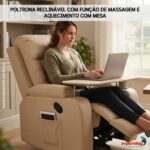 Poltrona Reclinável Com Mesa Função Massagem Aquecimento Bege - IWM007BG - 3