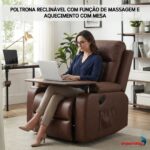 Poltrona Reclinável Com Mesa Função Massagem Aquecimento Caramelo - IWM007CM - 3