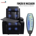 Poltrona Reclinável Com Mesa Função Massagem Aquecimento Preto - IWM007PT - 4