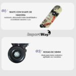 Skate Infantil Juvenil 24 Unissex Shape Monumentos Iniciante Way - BW553M - 5