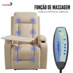 Poltrona Reclinável Com Mesa Função Massagem Aquecimento Bege - IWM007BG - 4