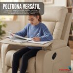Poltrona Reclinável Com Mesa Função Massagem Aquecimento Bege - IWM007BG - 5