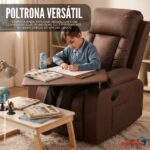 Poltrona Reclinável Com Mesa Função Massagem Aquecimento Caramelo - IWM007CM - 5