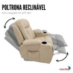 Poltrona Reclinável Com Mesa Função Massagem Aquecimento Bege - IWM007BG - 6