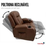 Poltrona Reclinável Com Mesa Função Massagem Aquecimento Caramelo - IWM007CM - 6