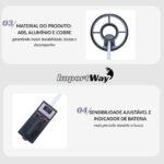 Detector Metal Portátil Com Pilha Sensibilidade Ajustável - IWDM011 - 8