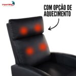 Poltrona Reclinável Com Função Massagem E Aquecimento Preto - IWM008PT - 8