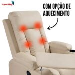 Poltrona Reclinável Com Mesa Função Massagem Aquecimento Bege - IWM007BG - 8