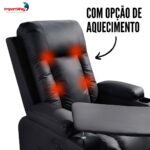 Poltrona Reclinável Com Mesa Função Massagem Aquecimento Preto - IWM007PT - 8