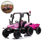 Mini Trator Elétrico Infantil Gigante 12v Com Carreta Rosa - BW480RS - 1