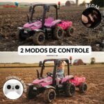 Mini Trator Elétrico Infantil Gigante 12v Com Carreta Rosa - BW480RS - 8