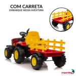 Mini Trator Elétrico Infantil 12v Com Carreta Vermelho - BW540VM - 9