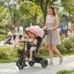 Triciclo Infantil Empurrador C/ Capota 3x1 Rosa Assento 360° - BW552RS - 10