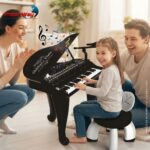 Piano Infantil 42 Teclas Com Banquinho E Microfone Preto - BW495 - 10