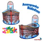 Piscina De Bolinhas Infantil Navio Pirata Com Cesta Basquete - BW485 - 11