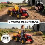 Mini Trator Elétrico Infantil 12v Com Carreta Vermelho - BW540VM - 10