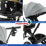 Triciclo Infantil Empurrador Capota 3x1 Cinza Assento 360° - BW552CZ - 11