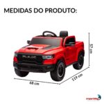 Mini Carro Elétrico Infantil 12v Dodge Ram 1500 Rho Vermelho - BW426VM - 3