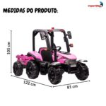 Mini Trator Elétrico Infantil Gigante 12v Com Carreta Rosa - BW480RS - 3