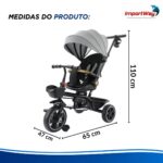 Triciclo Infantil Empurrador Capota 3x1 Cinza Assento 360° - BW552CZ - 4