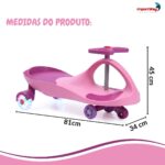 Carrinho Rolimã Car Volante Gira 360° Led Na Rodas Rosa - BW451PK - 3