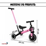 Bicicleta Equilíbrio 5 Em 1 Balance Triciclo Empurrador Rosa - BW312ERS - 2