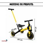 Bicicleta Equilíbrio 5x1 Balance Triciclo Empurrador Amarelo - BW312EAM - 3