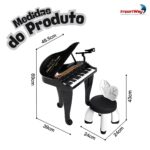 Piano Infantil 42 Teclas Com Banquinho E Microfone Preto - BW495 - 3