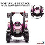 Mini Trator Elétrico Infantil Gigante 12v Com Carreta Rosa - BW480RS - 4