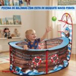 Piscina De Bolinhas Infantil Navio Pirata Com Cesta Basquete - BW485 - 4
