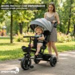 Triciclo Infantil Empurrador Capota 3x1 Cinza Assento 360° - BW552CZ - 3
