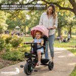 Triciclo Infantil Empurrador C/ Capota 3x1 Rosa Assento 360° - BW552RS - 4