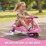 Carrinho Rolimã Car Volante Gira 360° Led Na Rodas Rosa - BW451PK - 4