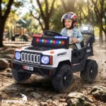 Mini Carro Elétrico Infantil 12v Utv Branco Com Som E Luzes - BW532BR - 4