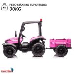 Mini Trator Elétrico Infantil Gigante 12v Com Carreta Rosa - BW480RS - 5