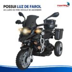 Mini Moto Elétrica Infantil 6v Preta Com Luz Som E Bagageiro - BW533PT - 5