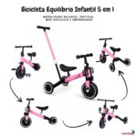 Bicicleta Equilíbrio 5 Em 1 Balance Triciclo Empurrador Rosa - BW312ERS - 5