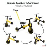 Bicicleta Equilíbrio 5x1 Balance Triciclo Empurrador Amarelo - BW312EAM - 5